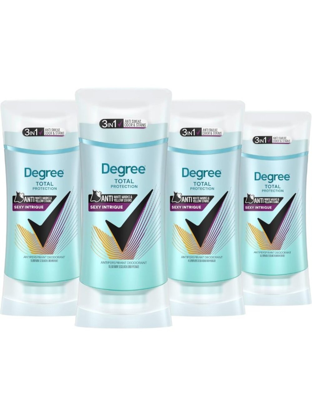 3-in-1 Antiperspirant Deodorant for Women - Sexy Intrigue, 4 Pack, 2.6 oz